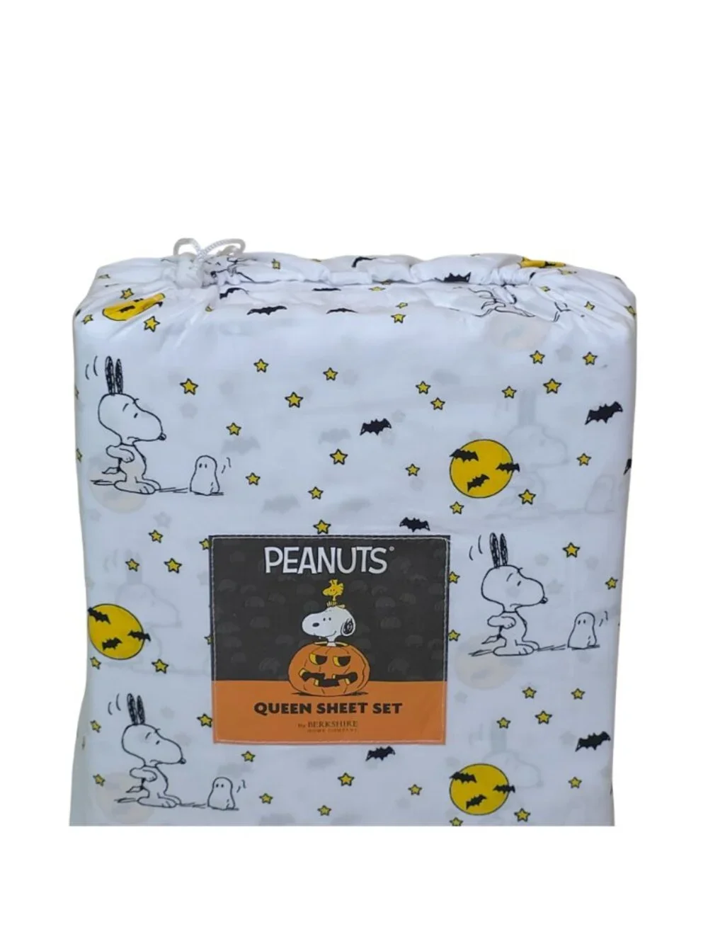 Peanuts Snoopy Halloween Queen Sheet Set By Berkshire Bats Ghosts Moon Polyester
